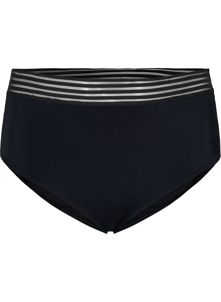 Højtaljet bikini trusse med mesh, Black, Packshot image number 0
