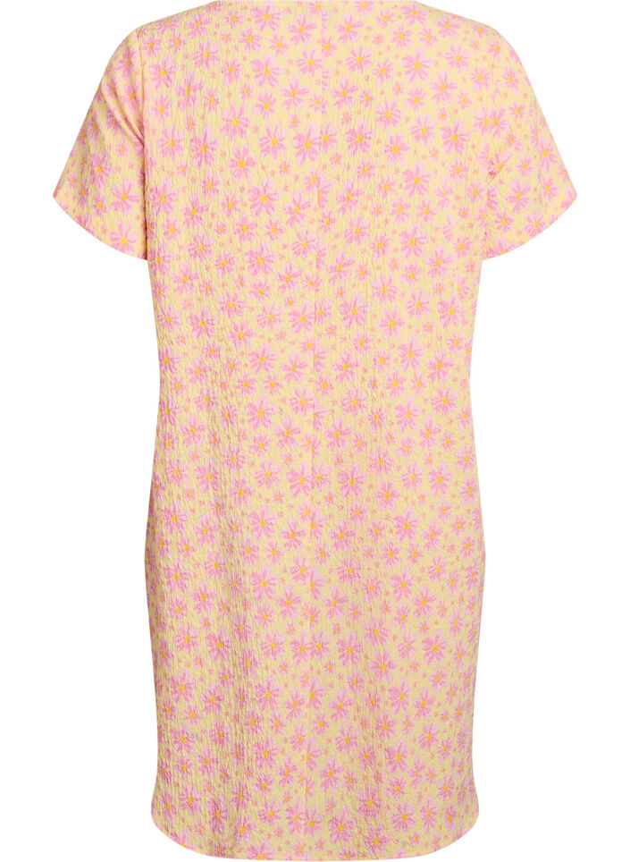 Kort kjole med kr&oslash;llet struktur og korte &aelig;rmer, Gul, Packshot image number 1