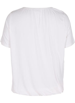 Kortærmet viskose t-shirt med elastik , Bright White, Packshot image number 1