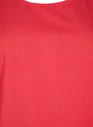 Kortærmet bluse i bomuldsmix med hør, Hibiscus, Packshot image number 2
