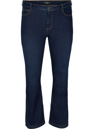 Ellen bootcut jeans med høj talje, Dark blue denim, Packshot image number 0