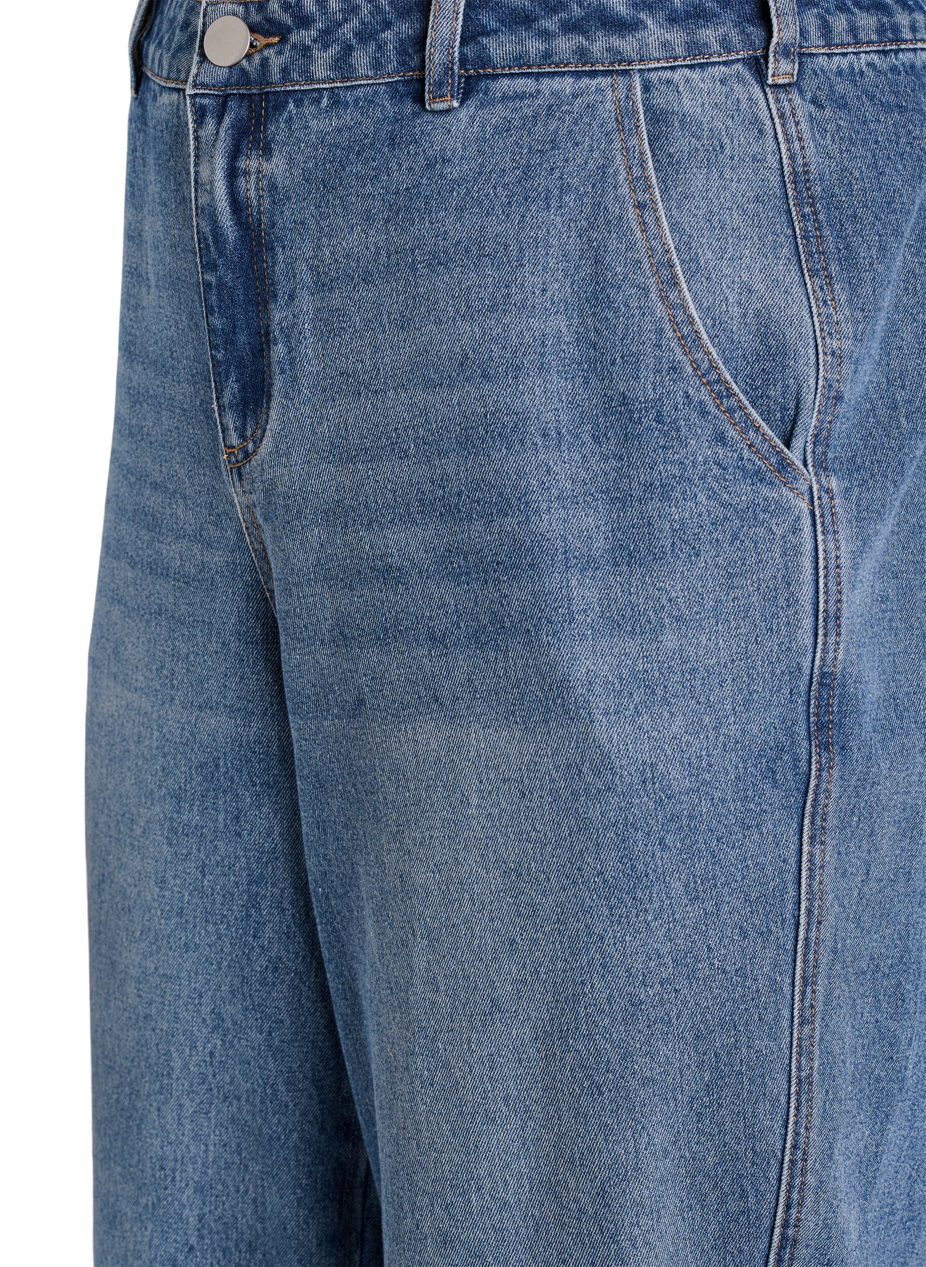 Zizzi Barrel jeans med h&oslash;j talje, Bl&aring;, Packshot image number 2