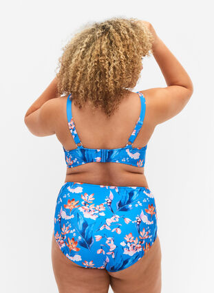 Ekstra højtaljet bikini underdel med print, Bright Blue Print, Model image number 1