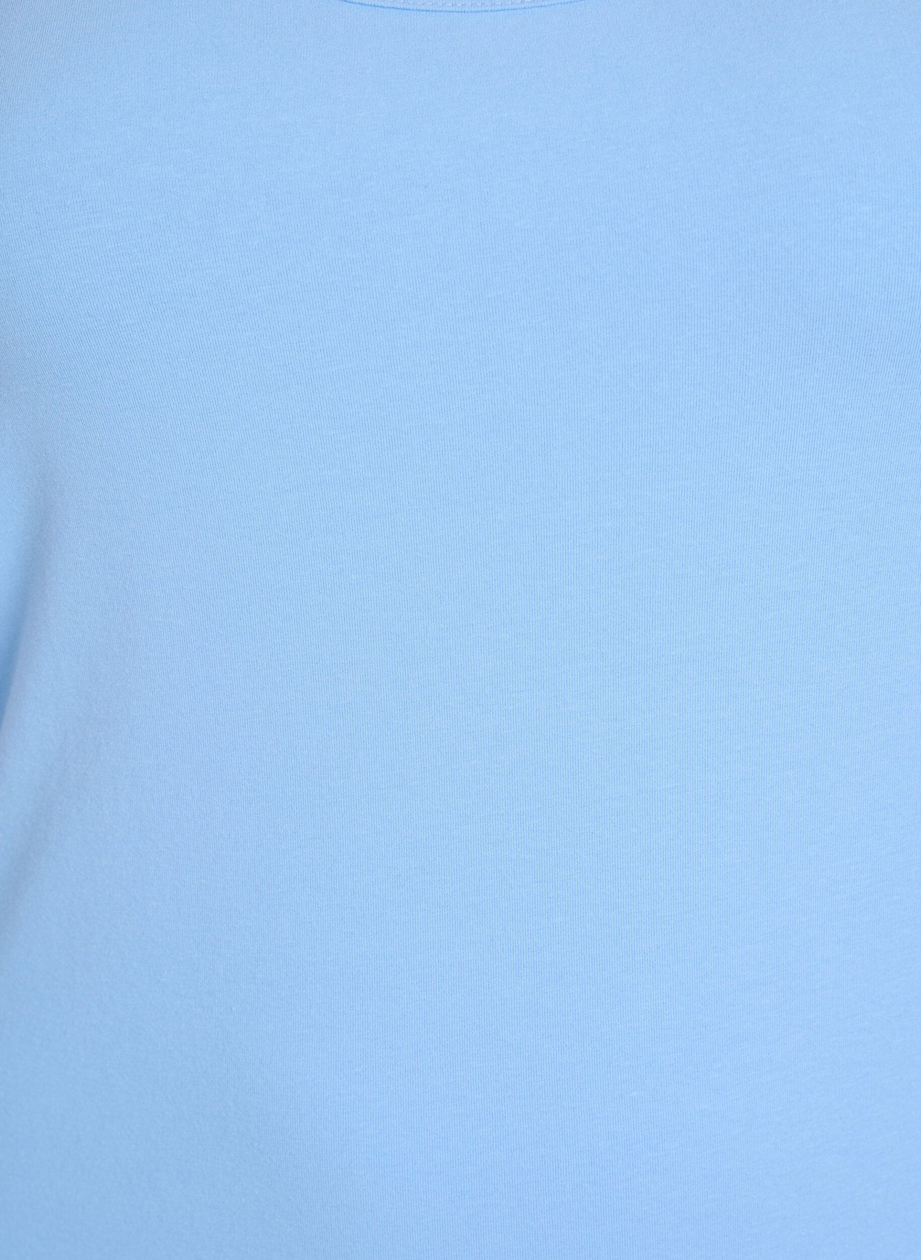 Zizzi Ensfarvet basis top i bomuld, Bl&aring;, Packshot image number 2