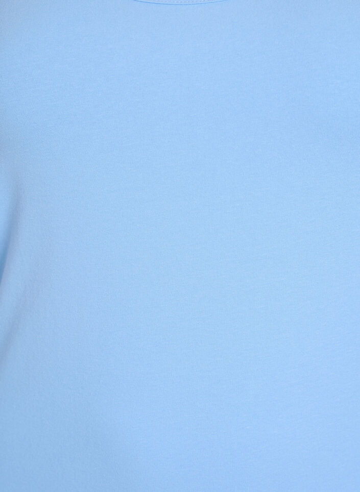 Ensfarvet basis top i bomuld, Blå, Packshot image number 2