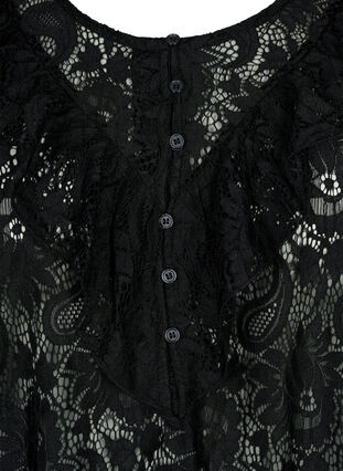 Blondebluse med flæsedetalje, Black, Packshot image number 2