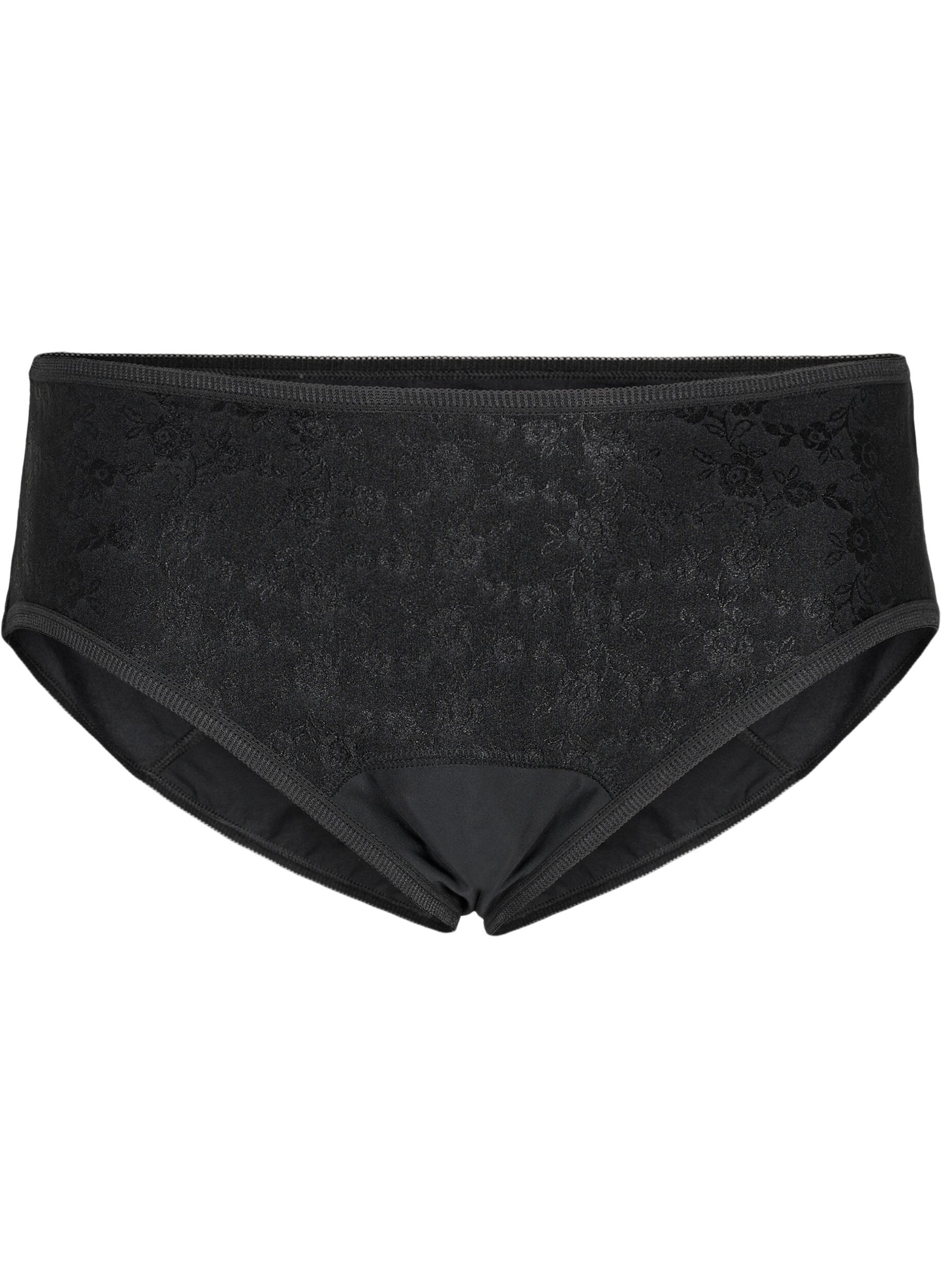 Zizzi Menstruationstrusse med blonder, Black/lace, Packshot image number 0