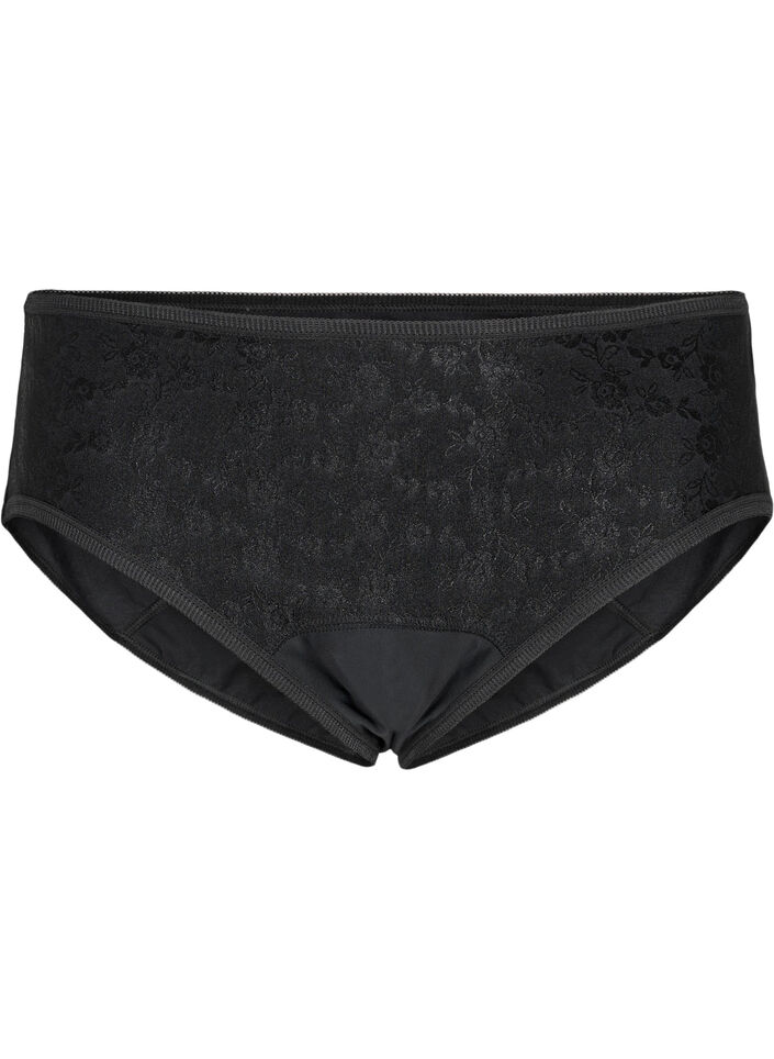 Menstruationstrusse med blonder, Black/lace, Packshot image number 0