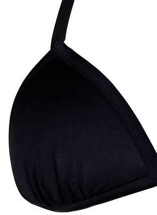 Ensfarvet trekants bikini bh, Black, Packshot image number 2