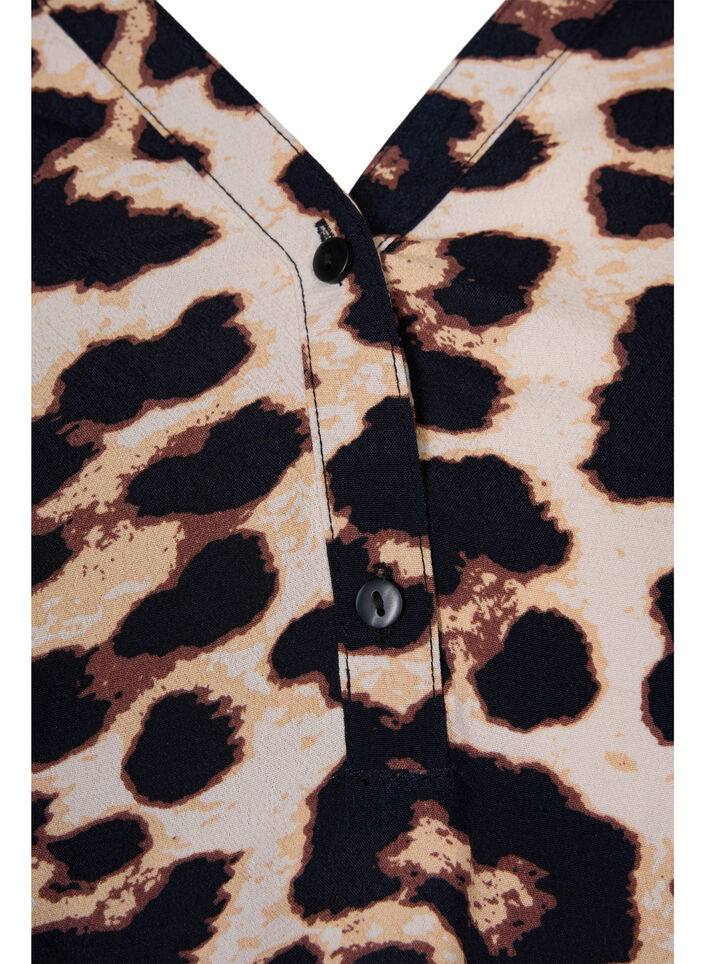 Printet viskosebluse med smock, Leo AOP, Packshot image number 2