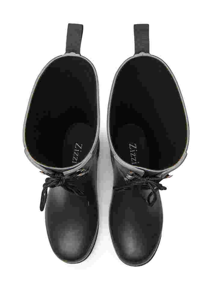 Wide fit gummistøvle med snøre , Black, Packshot image number 3