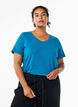 Ensfarvet basis t-shirt i bomuld, Bl&aring;, Model image number 0