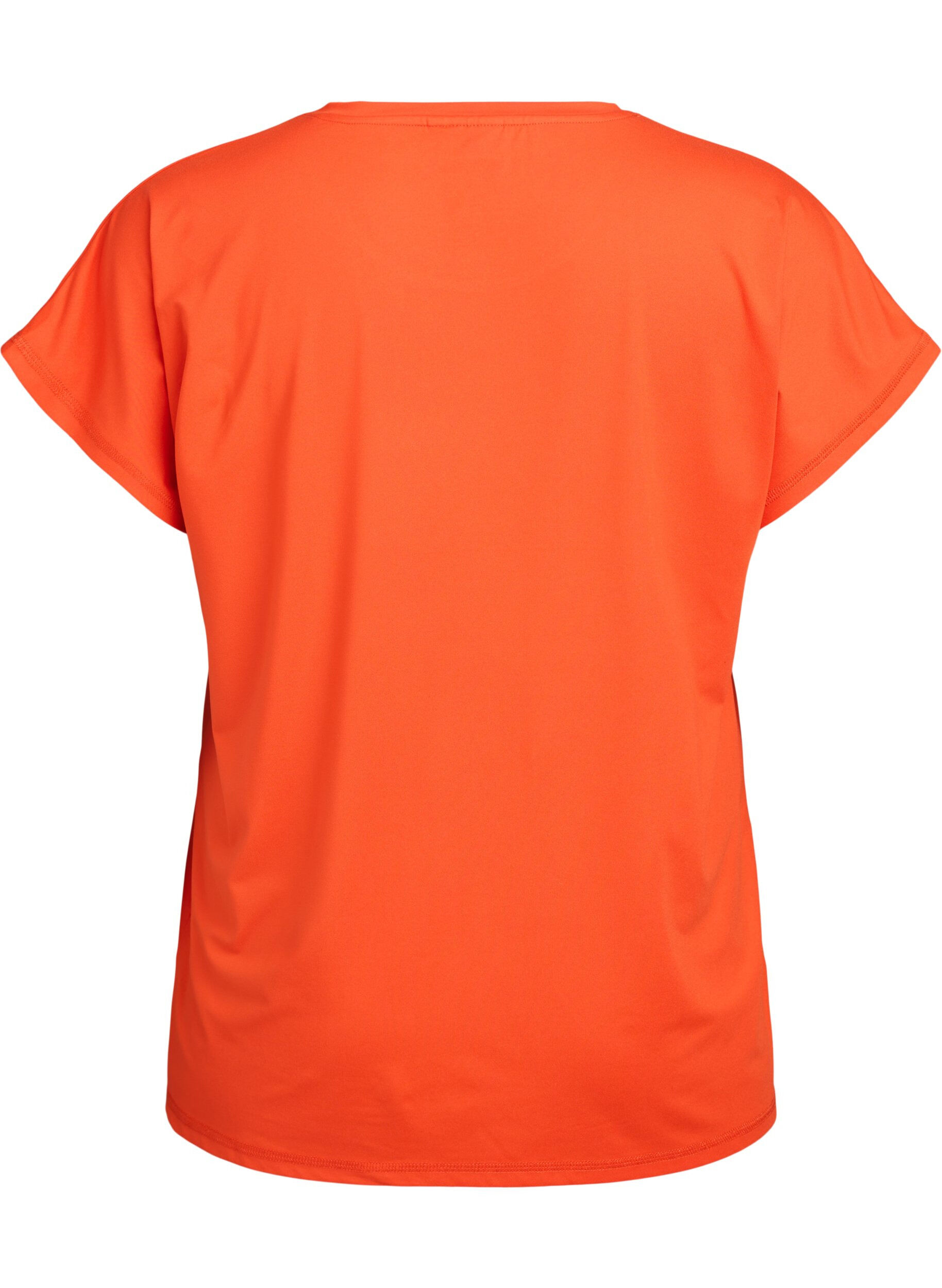 ZizziEnsfarvet tr&aelig;nings t-shirt, Orange, Packshot image number 1