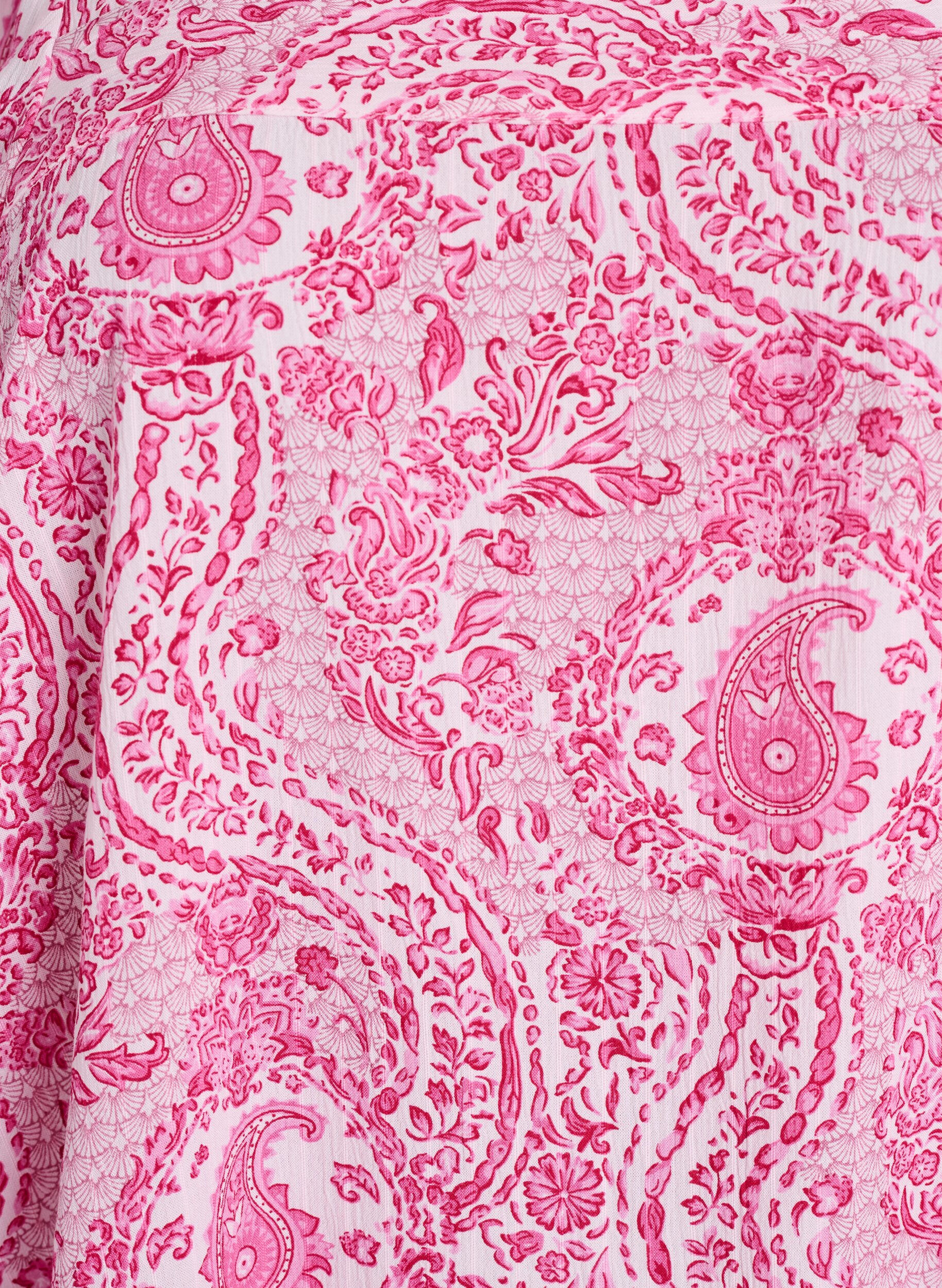 ZizziViskosebluse med paisleyprint og firkantet udsk&aelig;ring, Lyser&oslash;d, Packshot image number 2