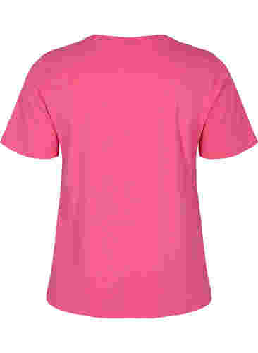 Ensfarvet basis t-shirt i bomuld, Hot Pink, Packshot image number 1