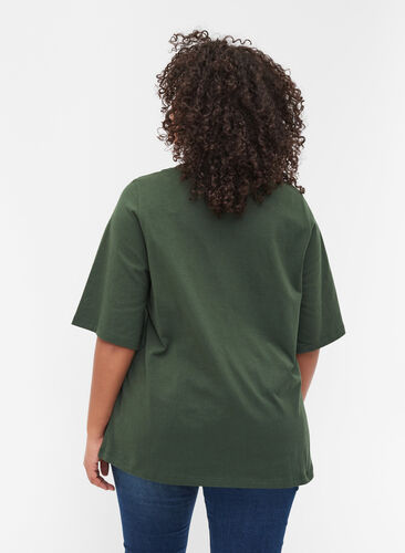 Bomulds bluse med brede 2/4 ærmer, Mountain View, Model image number 1