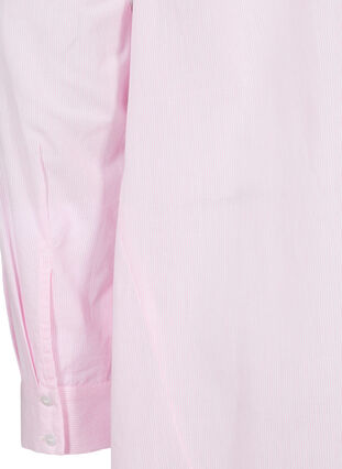Bomulds skjorte med striber og flæser, Pink Stripe, Packshot image number 3