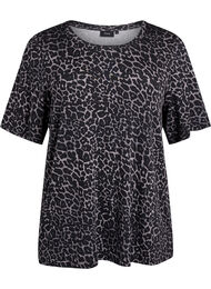 T-shirt med TENCEL&trade; Lyocell og leoprint, Gr&aring;