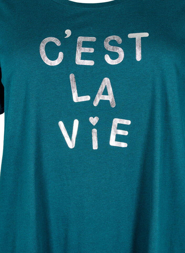 Kort&aelig;rmet natkjole i &oslash;kologisk bomuld , Gr&oslash;n, Packshot image number 2