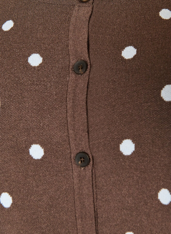Cardigan med prikker og knaplukning, Brun, Packshot image number 2