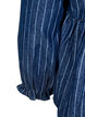 Stribet denimbluse med bindebånd foran, Blå, Packshot image number 3