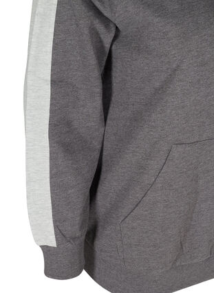 Sweatshirt med hætte og lomme, Dark Grey Melange, Packshot image number 3