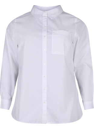 Stribet skjorte i bomuldsblanding, Bright White, Packshot image number 0