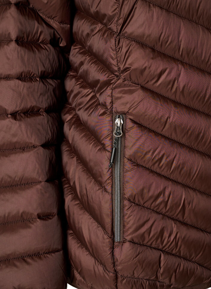 Letv&aelig;gts jakke med h&aelig;tte, Brun, Packshot image number 3