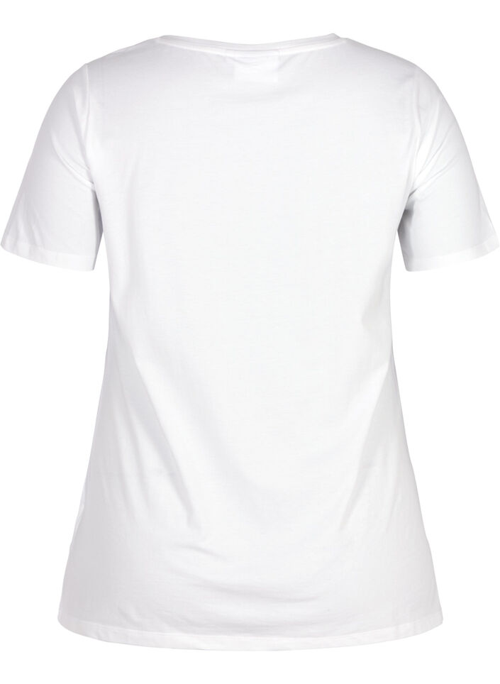 Basis t-shirt med v-hals, Hvid, Packshot image number 1