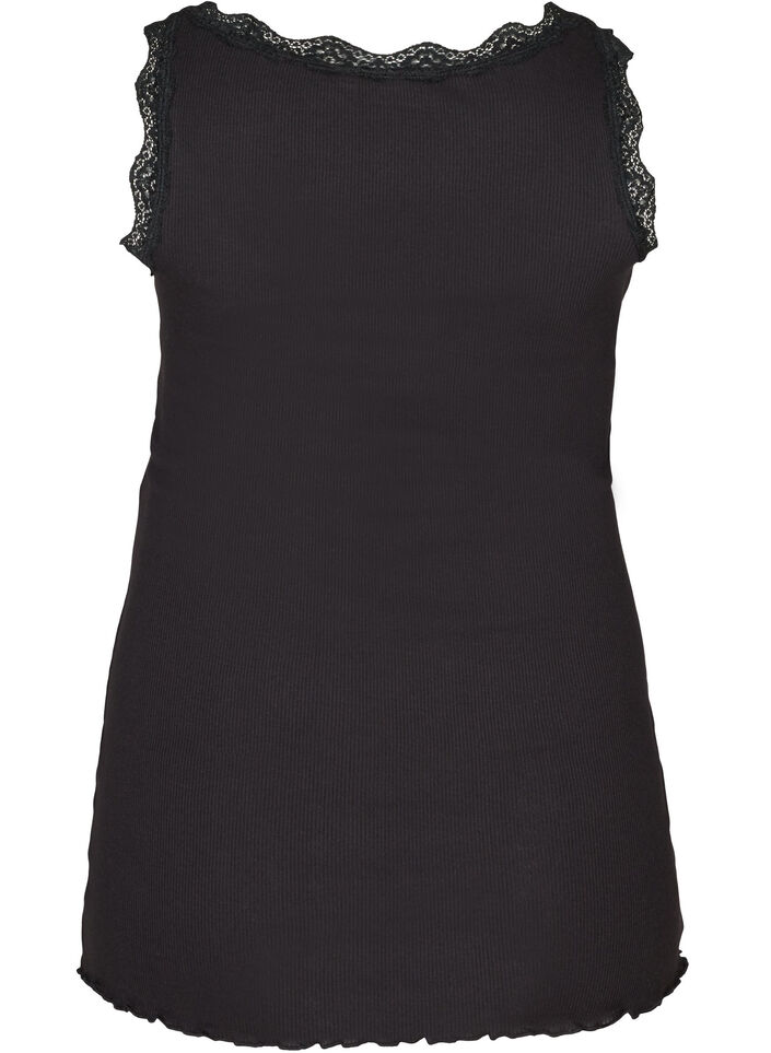 Top med blondekant, Sort, Packshot image number 1