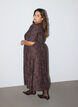 Midikjole med blomsterjacquard, Brun, Model image number 1