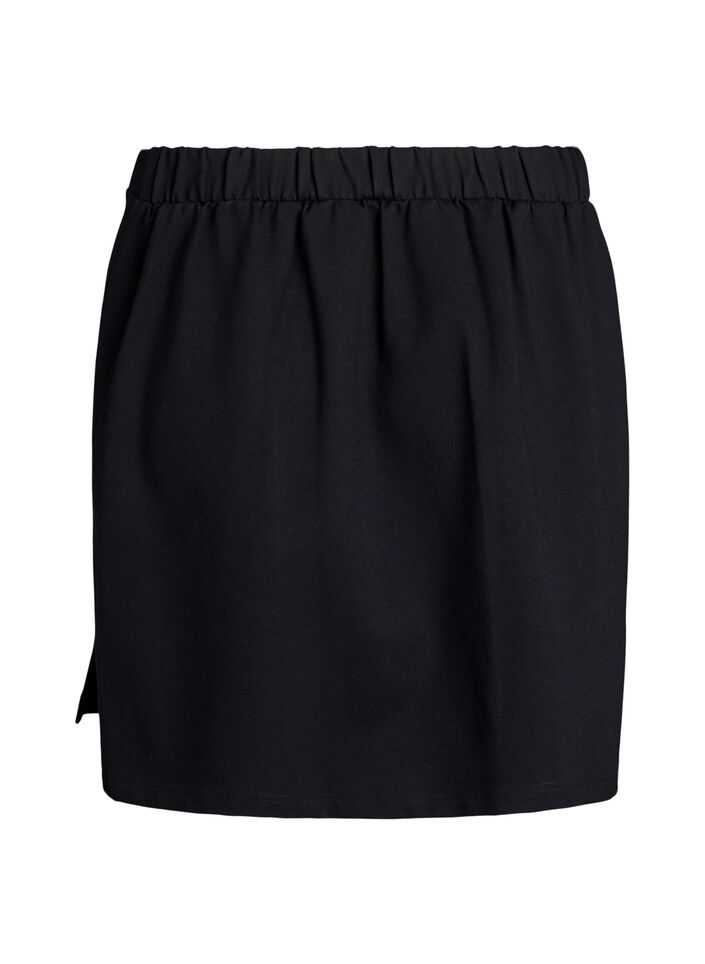 Kort jerseynederdel med slids, Sort, Packshot image number 1
