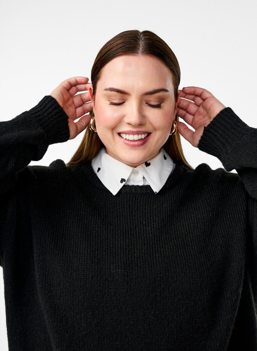 Løs krave med broderede hjerter, White, Image image number 0