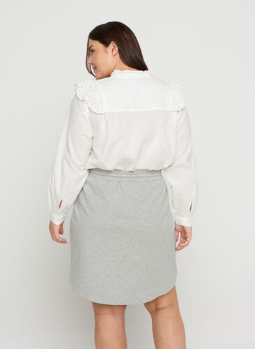 Meleret nederdel med snøre, Light Grey Melange, Model image number 1