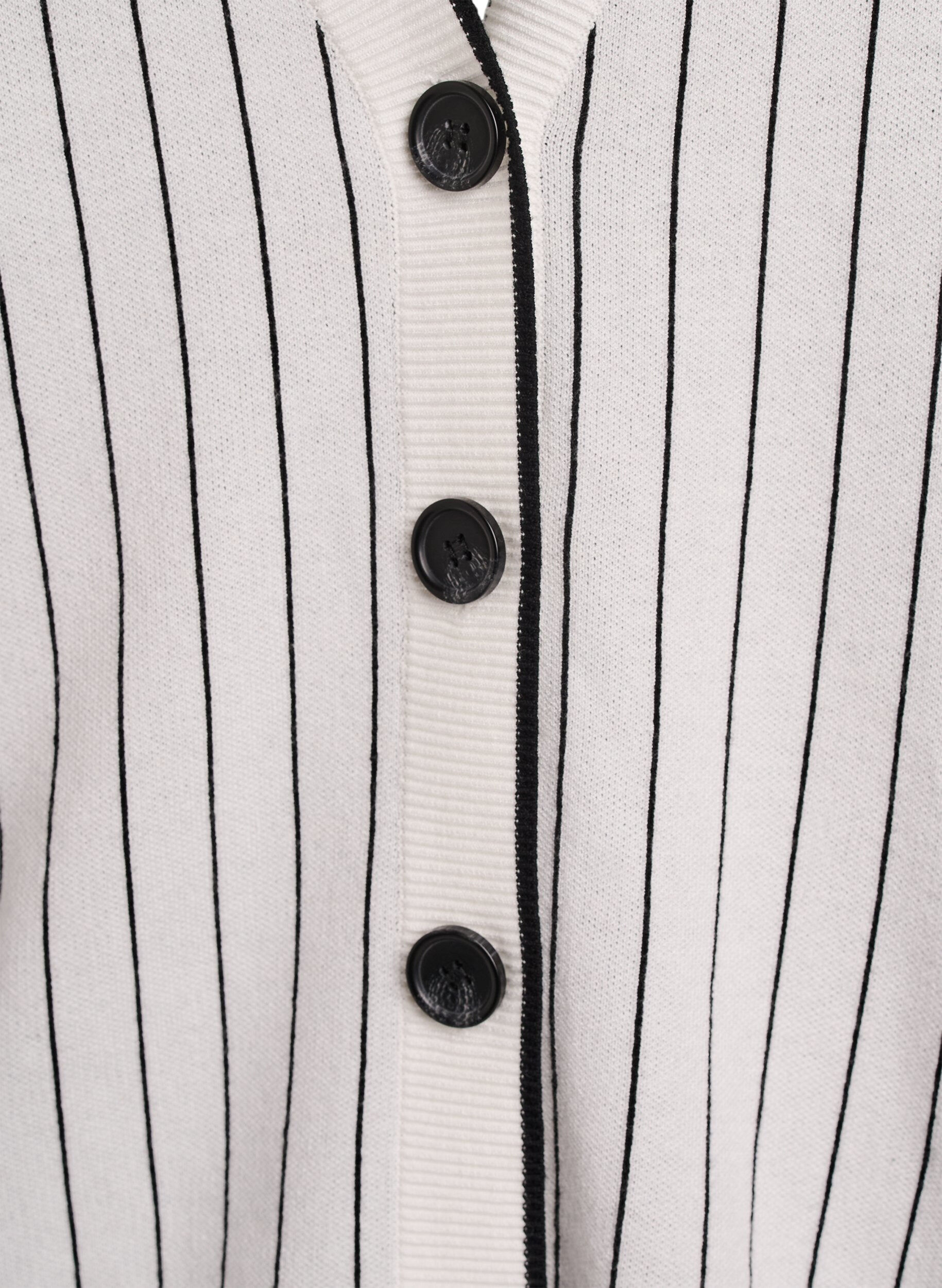 Zizzi Strikket cardigan med striber og rygmotiv, Hvid, Packshot image number 2