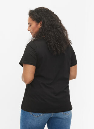 Kortærmet bomulds t-shirt med tryk, Black Love, Model image number 1
