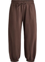 Sweatpants med h&oslash;j talje og lommer, Brun
