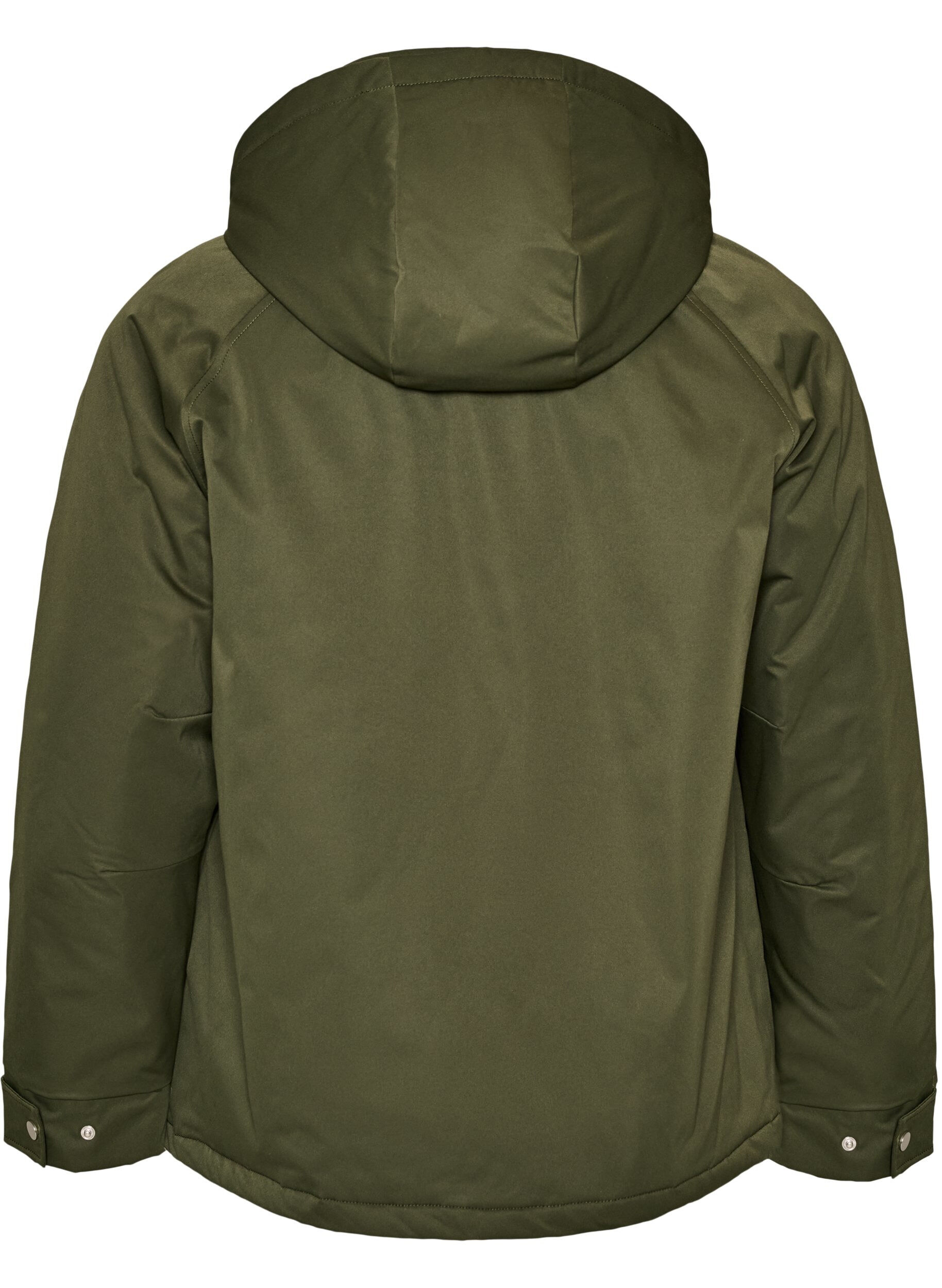 ZizziVatteret parka med aftagelig h&aelig;tte, Gr&oslash;n, Packshot image number 1