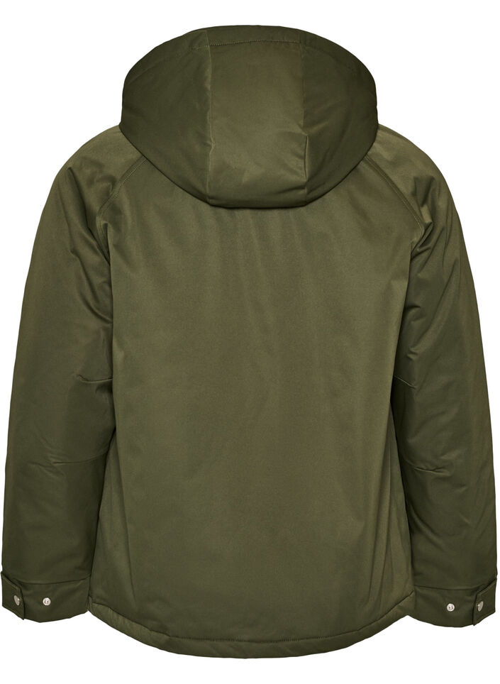 Vatteret parka med aftagelig h&aelig;tte, Gr&oslash;n, Packshot image number 1