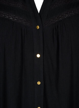 Ærmeløs viskose bluse med hæklet detalje, Black, Packshot image number 2