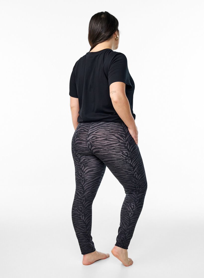 Viskose leggings med print, Sort, Model image number 2