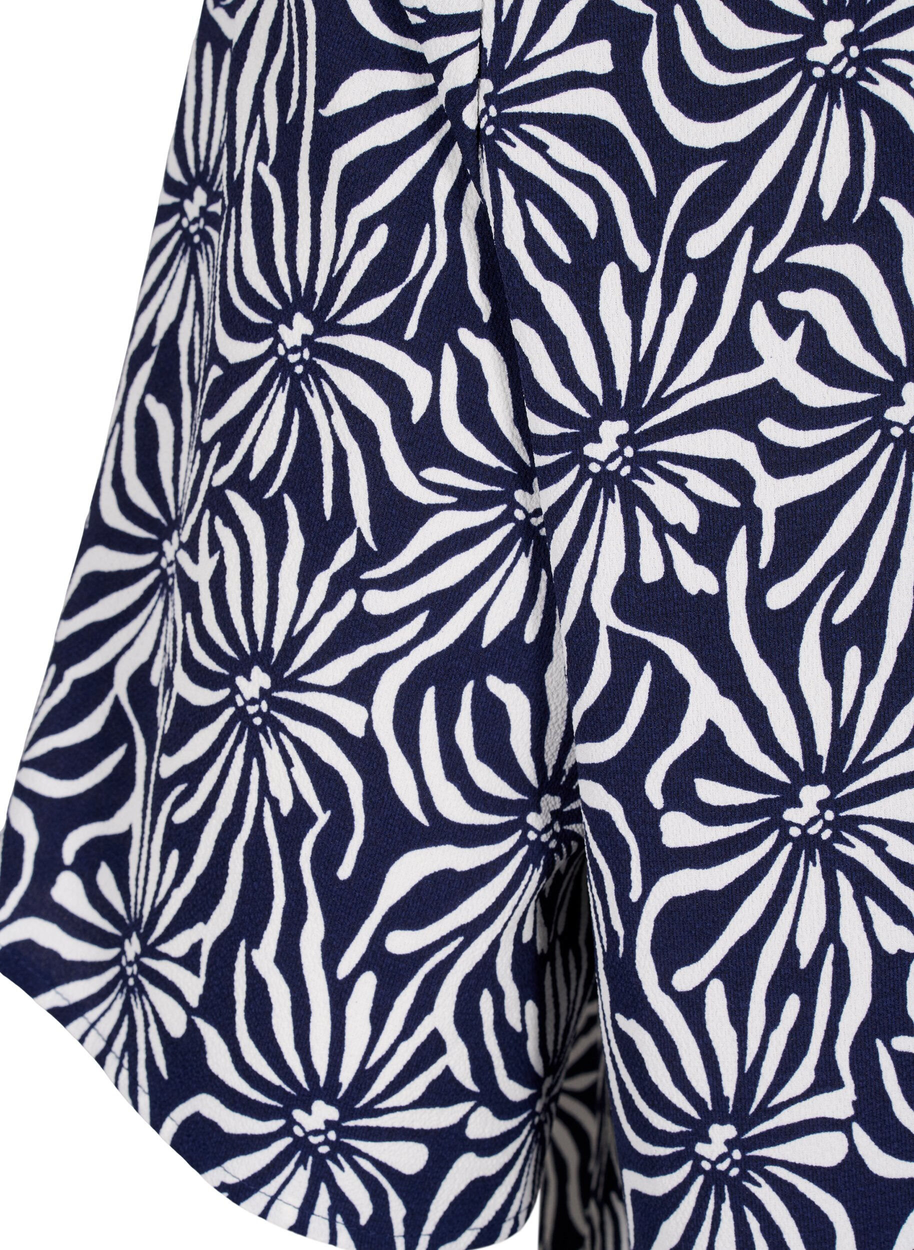 Zizzi V-hals bluse med blomsterprint, White Blue Flower, Packshot image number 3