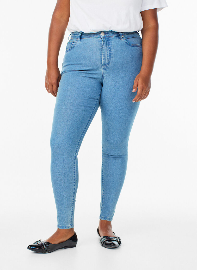 Amy jeans med h&oslash;j talje og super slim fit, Bl&aring;, Model image number 2