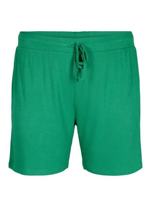Løstsiddende viskose shorts med rib, Jolly Green, Packshot image number 0