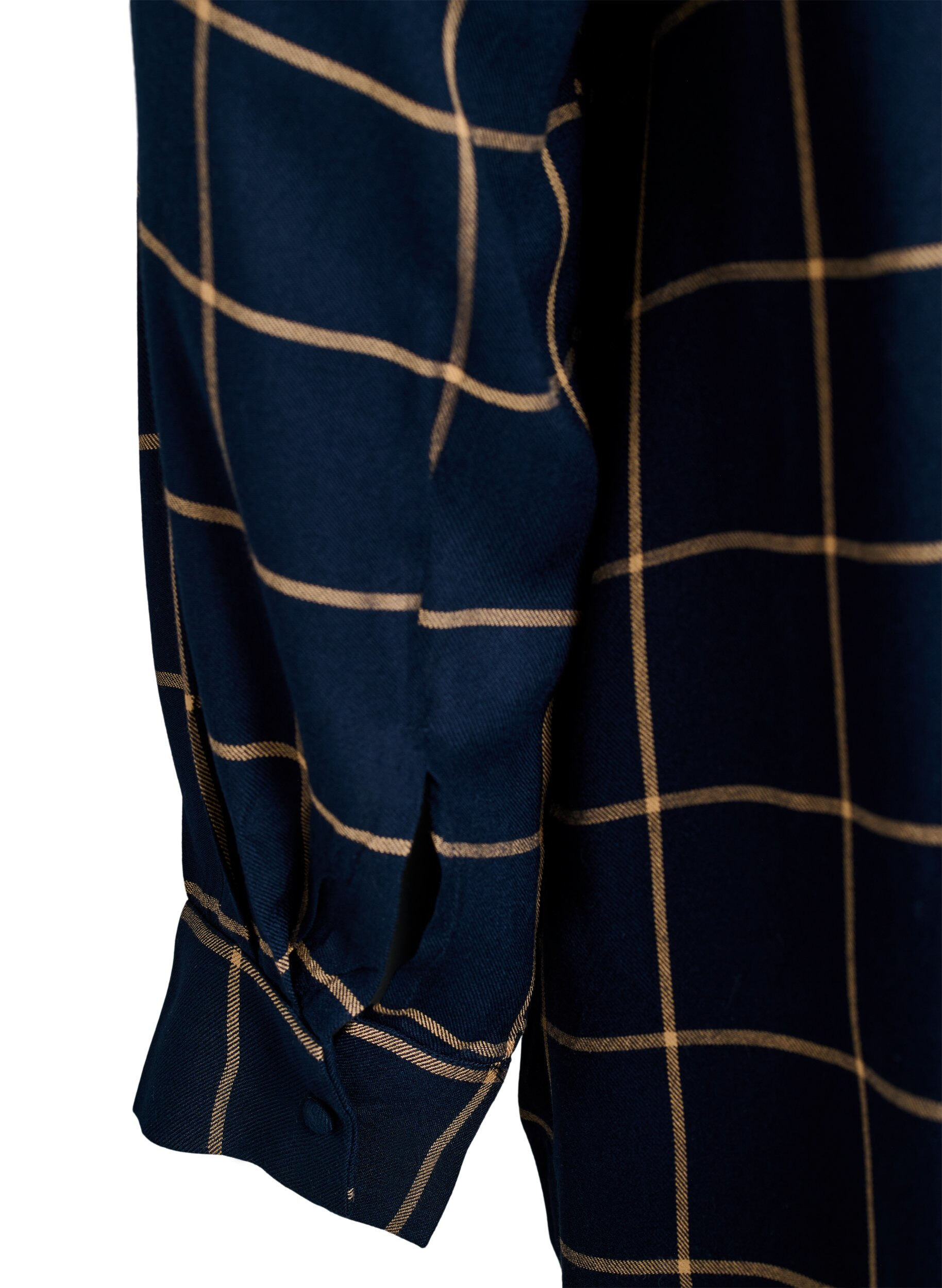 Zizzi Oversize skjorte i bomuld med tern, Bl&aring;, Packshot image number 3