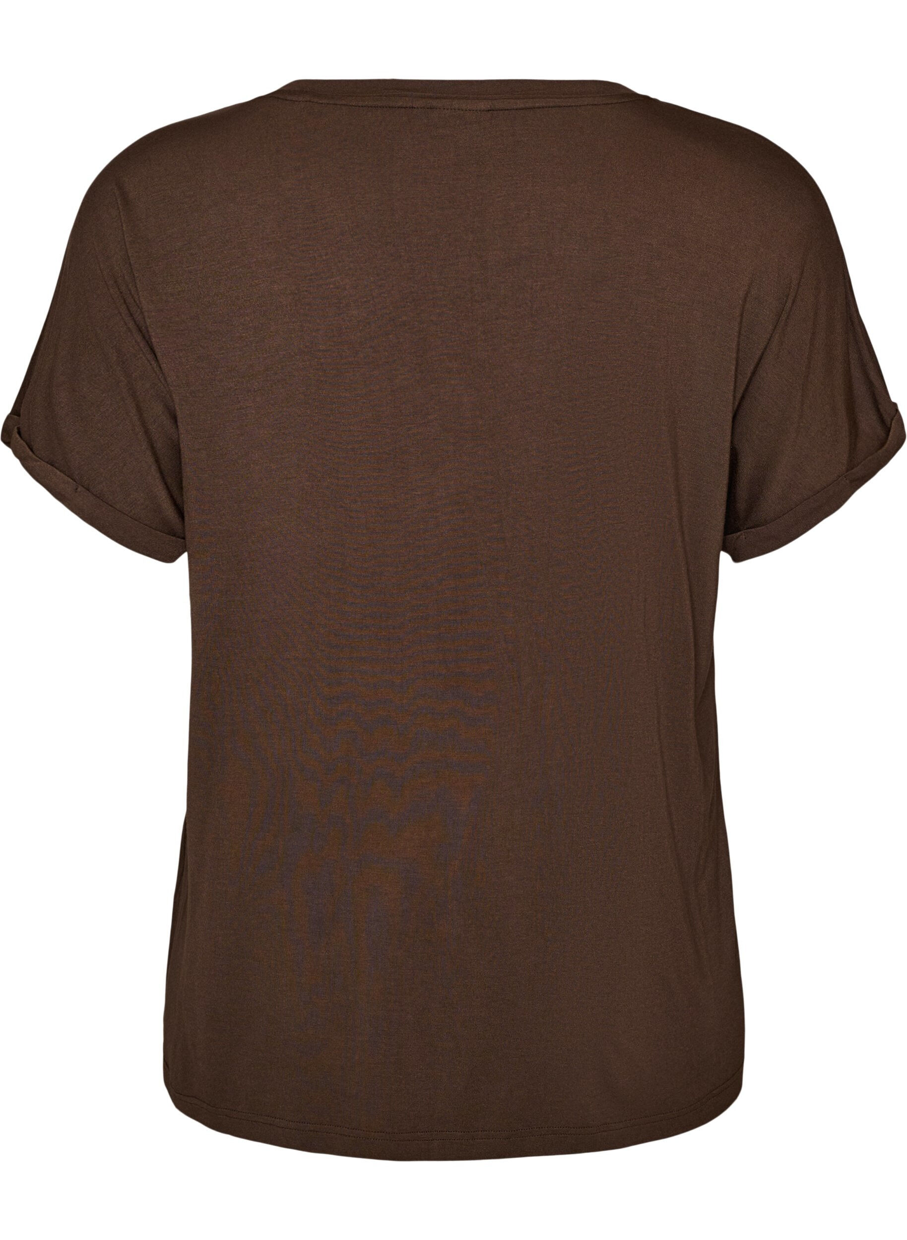 ZizziBasis T-shirt i viskose med V-hals, Brun, Packshot image number 1