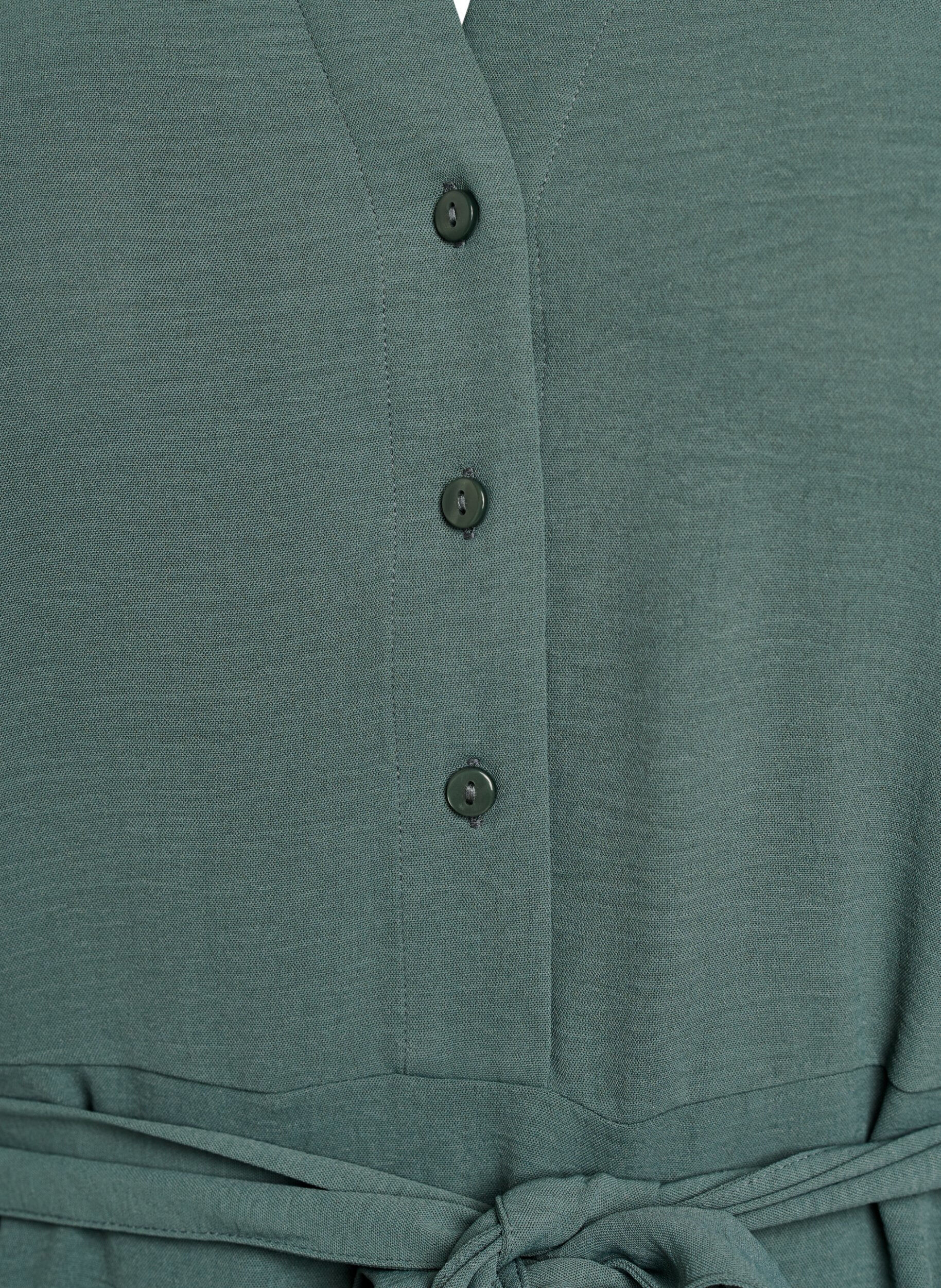 Zizzi Skjortekjole i midil&aelig;ngde med bindeb&aelig;lte, Gr&oslash;n, Packshot image number 2