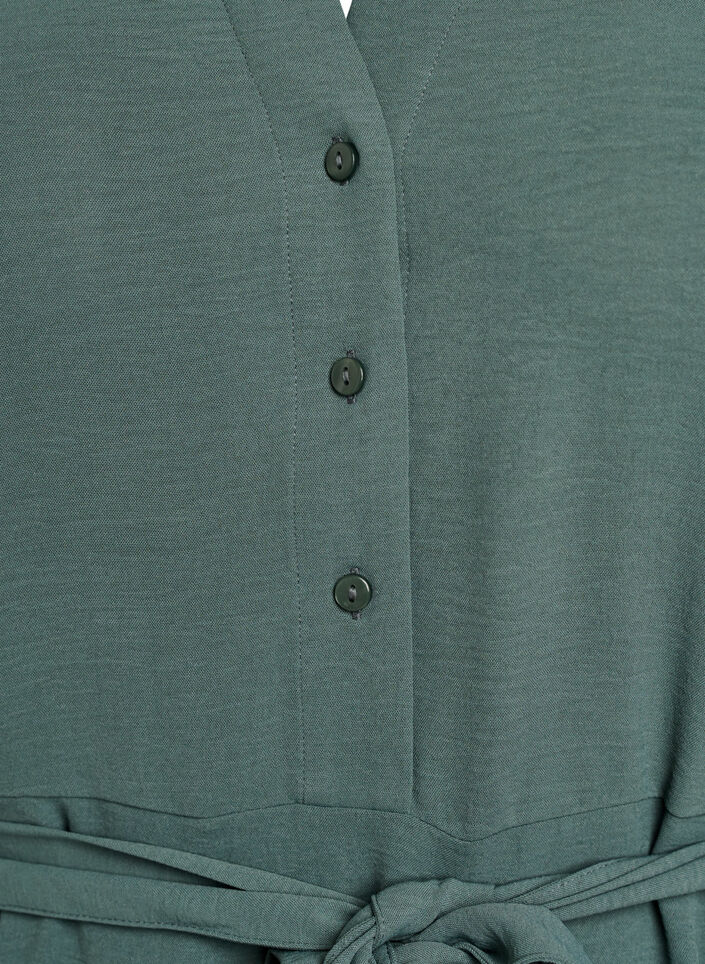 Skjortekjole i midil&aelig;ngde med bindeb&aelig;lte, Gr&oslash;n, Packshot image number 2