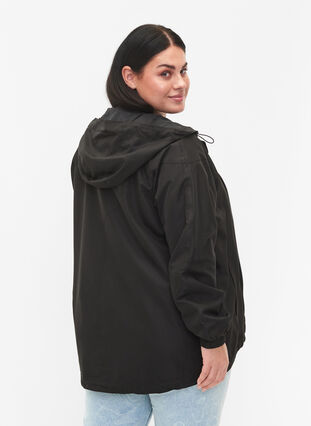 Kort jakke med hætte og justerbar bund, Black, Model image number 1