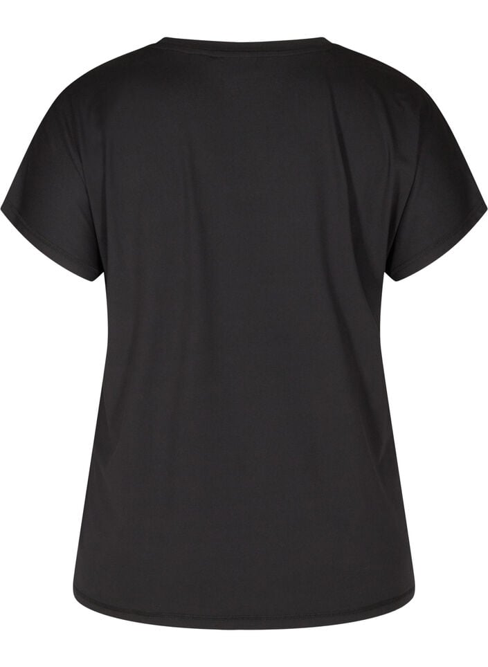 L&oslash;s tr&aelig;nings t-shirt med v-hals, Sort, Packshot image number 1